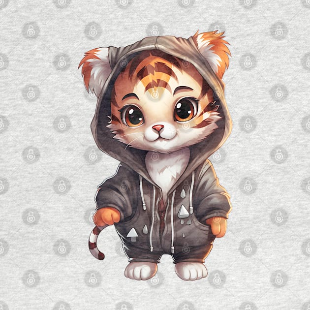 Bengal Tiger Wearing Hoodie by Chromatic Fusion Studio